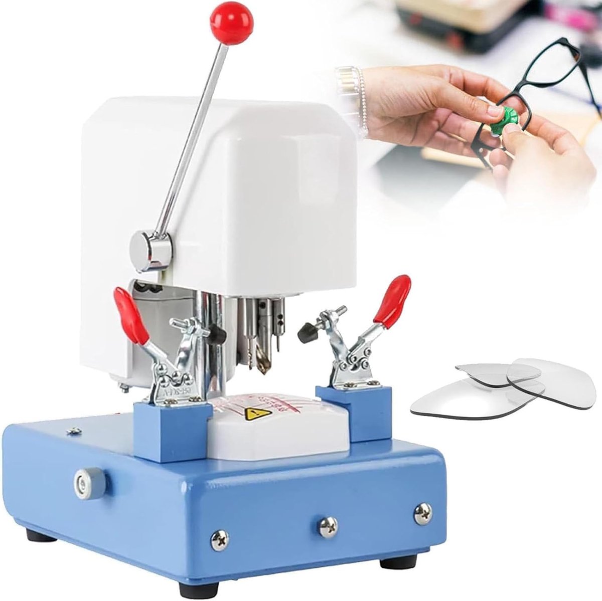 Lens Ponsmachine - Sjabloonapparaat Brillenglas - Precisie Boren - Verstelbaar Vooruit Achteruit - 5.6 x 7 x 8.6 Inch - Grijs