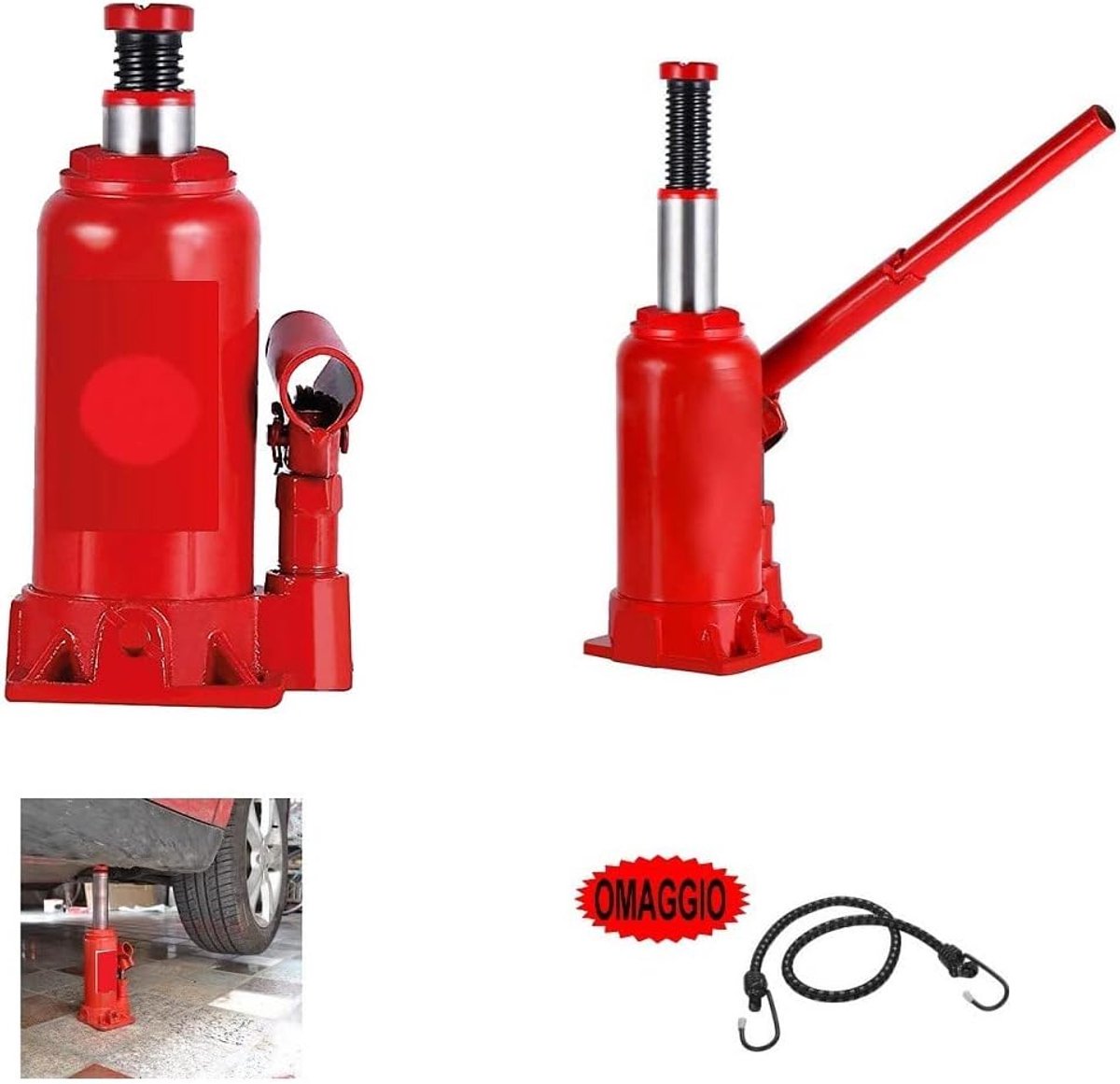 Hydraulische Fleskrik - Krik Auto - Voertuig Onderhoud - Robuuste Metalen Behuizing - 17-33 cm - Metaal