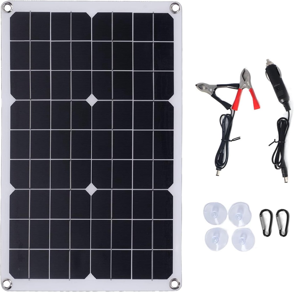 Zonnepaneel Set - Flexibel Paneel - 12V Batterij Laden - Waterdicht Ontwerp - 20W - Zwart