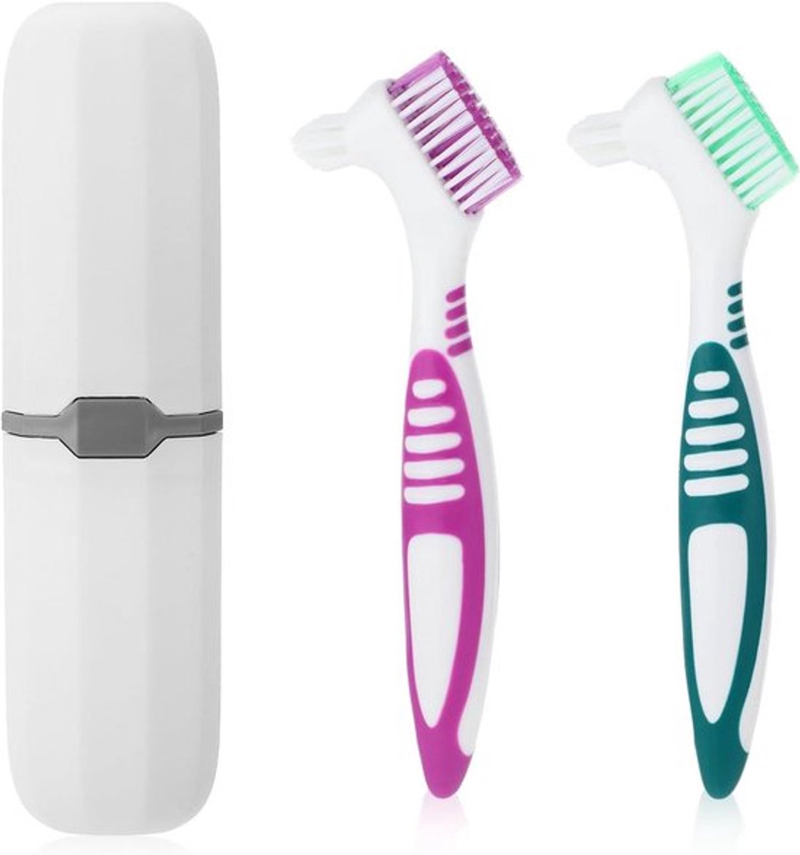 Set tandprothesereinigingsborstels Allecto Plus, 2 stuks wit