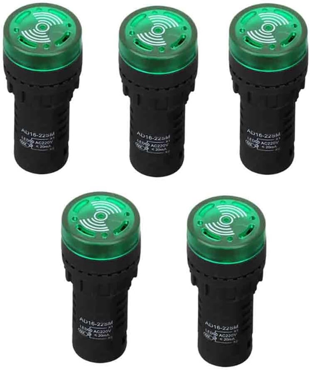 Alarm Buzzer Set - Signaal Indicator - Veiligheid Meldingen - Geluid en Licht - 5 Stuks - Groen