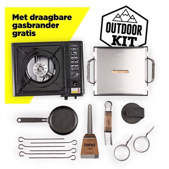 La Planchetta® Outdoor Kit - Complete Draagbare Kookset - Gasbrander + IJzeren Bakplaat + Accessoires - PFAS-vrij - Voor Kamperen & BBQ — afbeelding 3