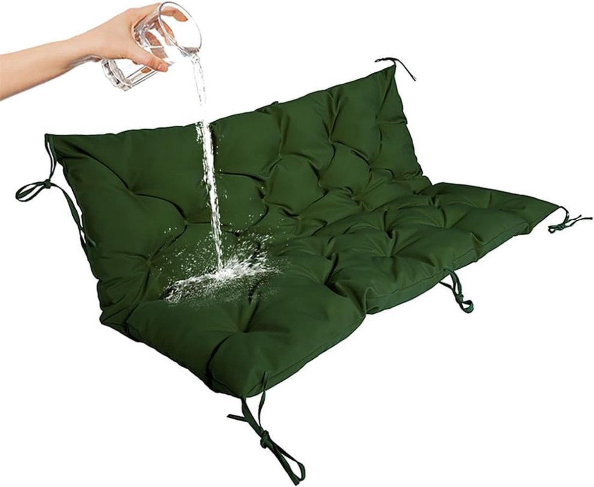 Buitenbank Kussen - Terras Kussen - Buiten Ontspannen - Waterdichte Rugleuning - 150x100x10 cm - Donkergroen