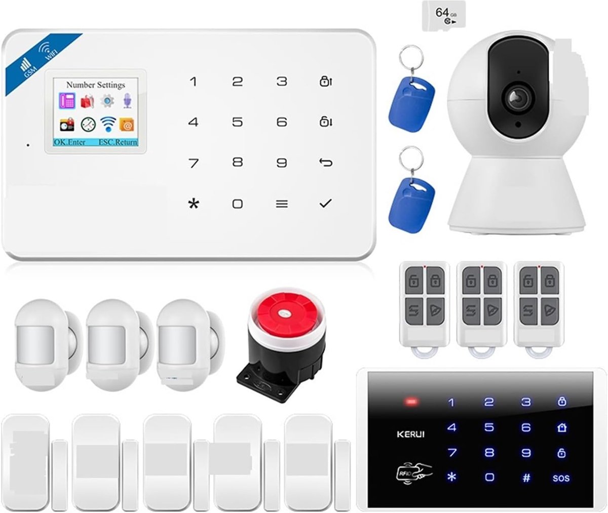 Slim Alarm Systeem - Woonaccessoires Alarm GSM Centrale - Huis Beveiligen - Ingebouwde Sirene APP Bediening - 159x100x8mm - Zwart