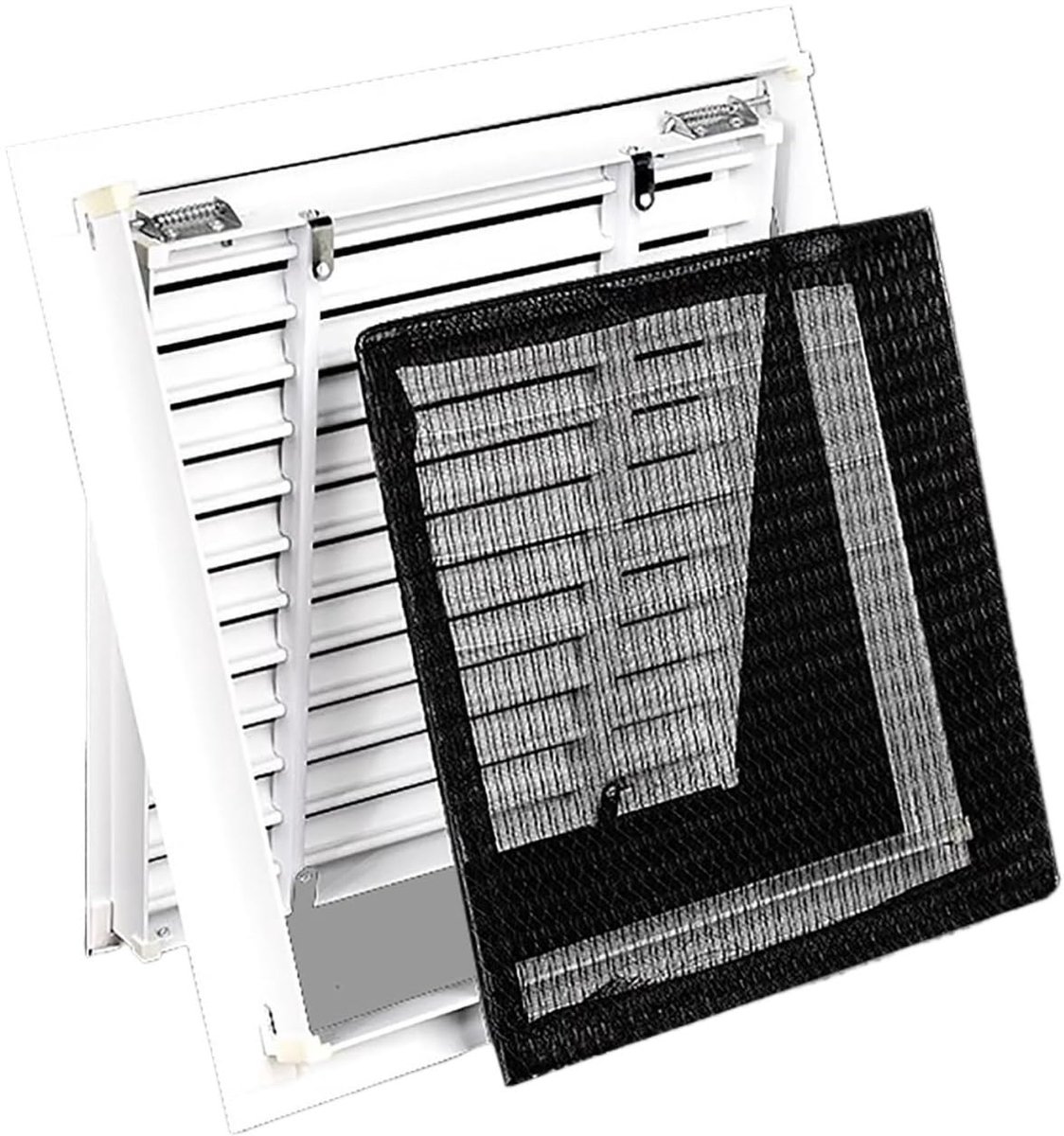 Ventilatierooster - Luchtuitlaat Afdekking - Verbeter Luchtcirculatie - Verwijderbare Lamellendeur - 25x25 cm - Zwart