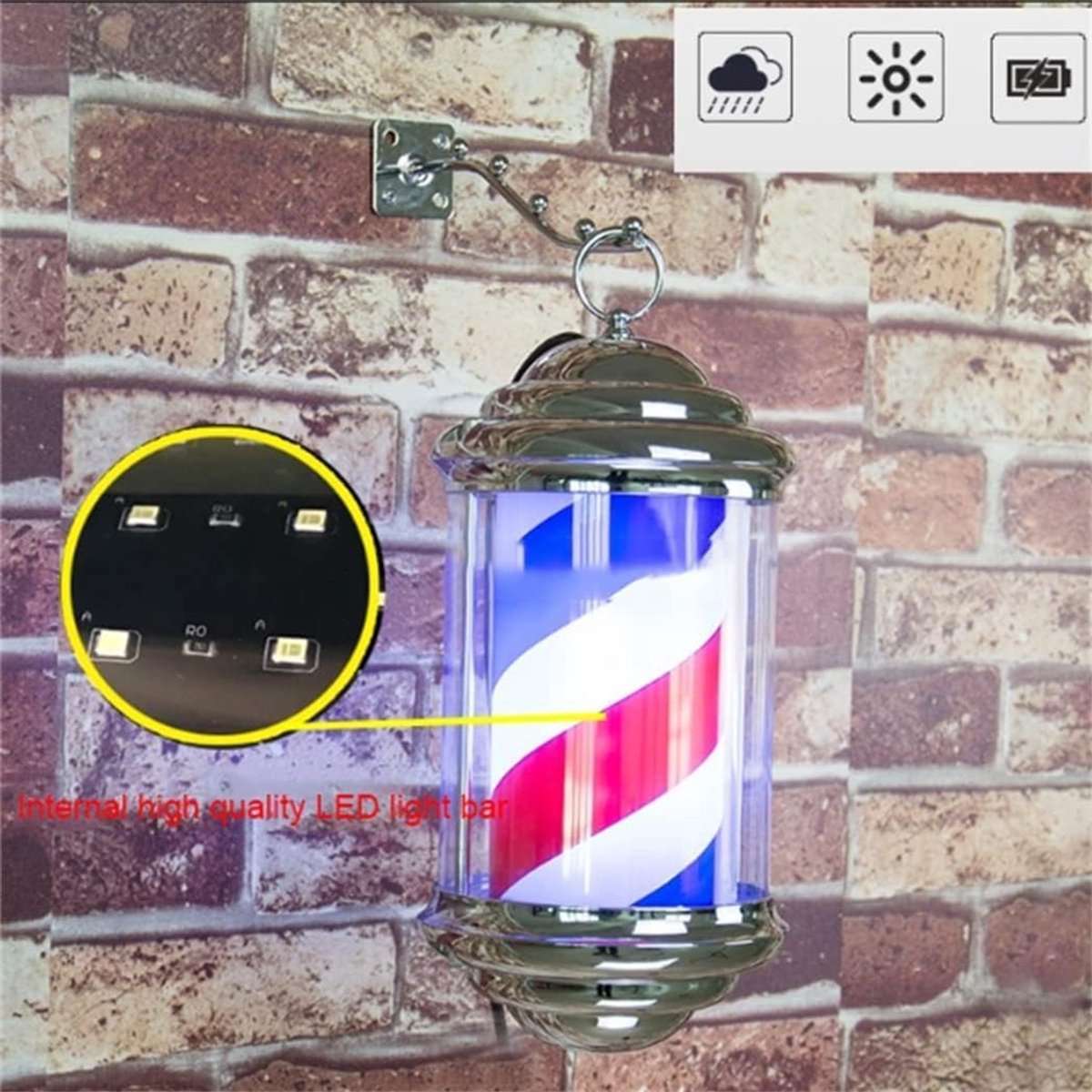 Kapperspaal Lamp - Kapperszaak Bord - Klant Aantrekken - Draaibare LED - 38cm - Blauw Wit