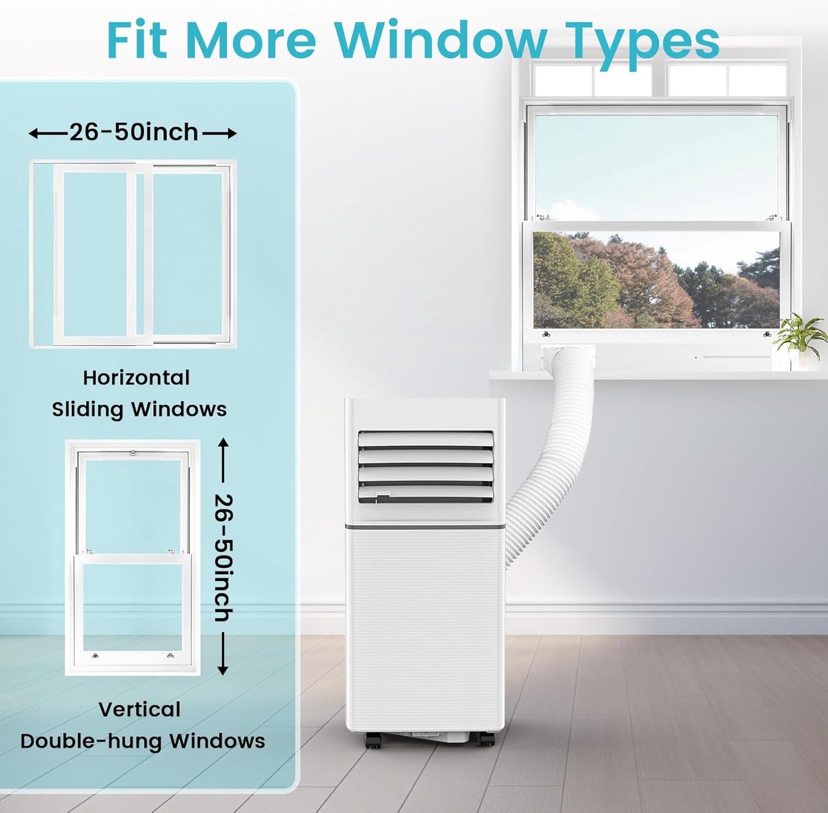 Mobiele airco 10000 BTU stil draagbaar met ontvochtiger, afstandsbediening en 4-in-1 functie – foto 8