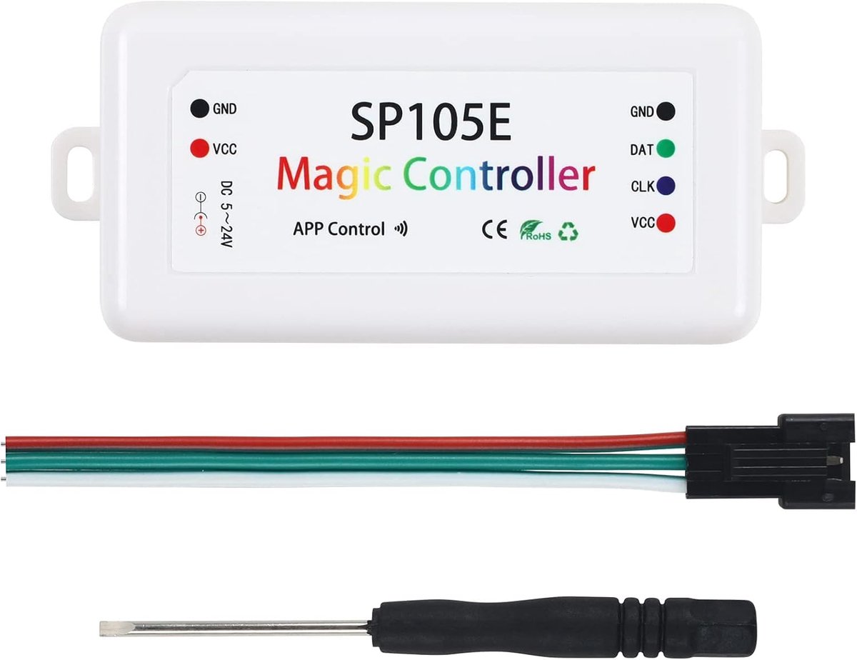 SnelShoppen - Bluetooth LED Controller SP105E 4.0 voor WS2811 WS2812B WS2801 SK6812 APA102 6803 IC LED Strip - App bediening voor iOS/Android, 2048 pi