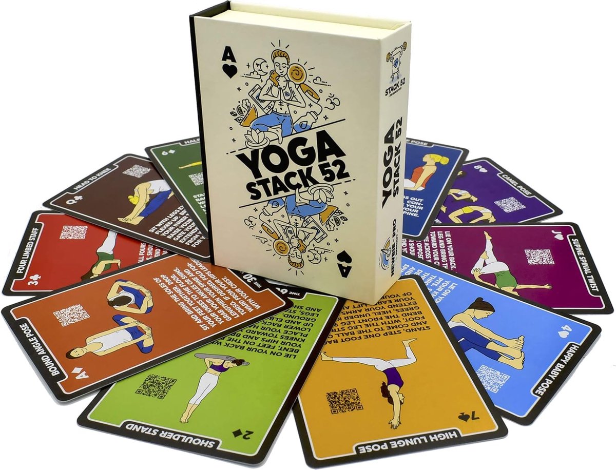Thijox - Stack 52 Yoga-oefenkaarten voor Beginners tot Gevorderden | Gecertificeerde Yoga-instructeur | Inclusief Video-instructies | Verbeter Conditi