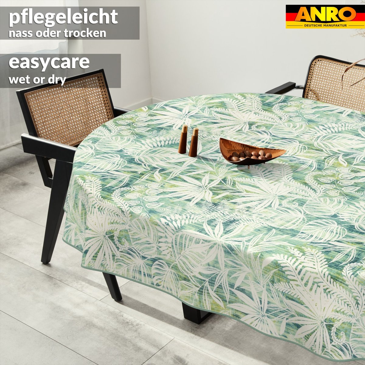ANRO Tafelkleed Bladeren Beige Ovaal 220x140cm Met sierband Afwasbaar Waterafstotend Binnen & Buiten
