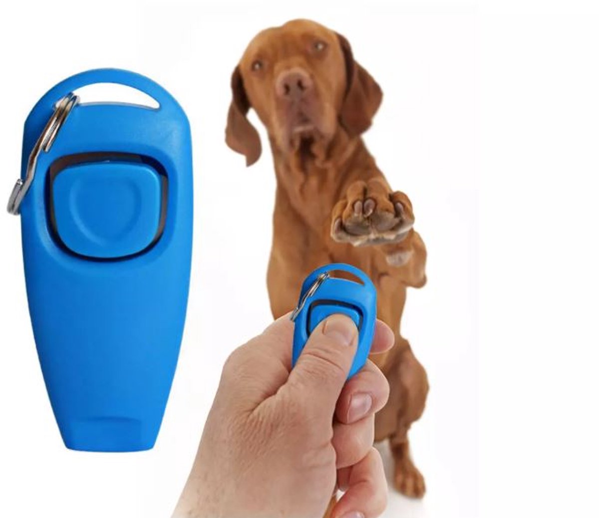 Clicker honden / paarden - Dieren clicker met fluitje - Klikker - 2-in-1 - Dieren trainen - Hondentrainer - Paardentrainer - Diervriendelijke clicker - Puppy training - Hondenfluitje - Blauw - Jonyx