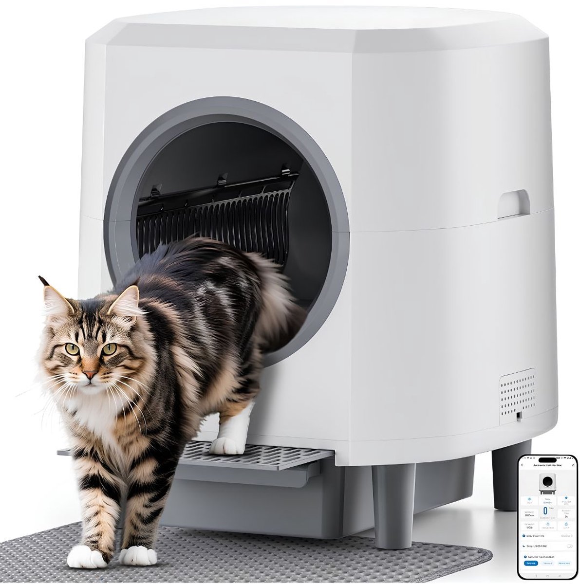 JCP® Zelfreinigende Kattenbak Sensor - Ellenpent - Kattenbakmat - Wit - 56cm x 51cm x 58cm