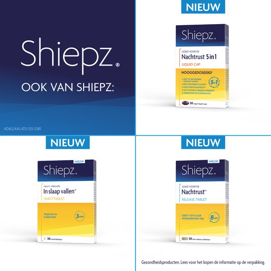 Shiepz Nachtrust 5 in 1 - Slaapmutsje helpt te ontspannen en geeft ontspanning dat helpt om lekker te slapen* - 30 liquid caps