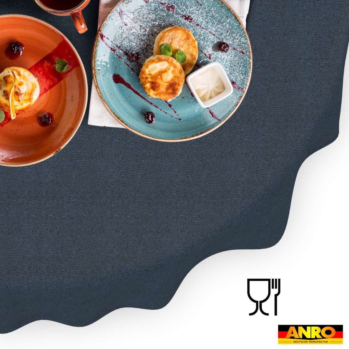 ANRO Tafelkleed Donkerblauwe linnenlook Ovaal 260x140cm Rechte rand Afwasbaar Waterafstotend