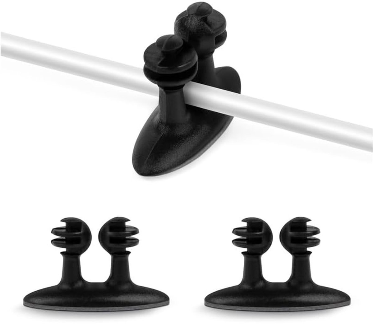 4x Kabelhouder - Snoerhouder - Telefoonsnoer clip - Kabel vasthouder - Kabelorganizer - Kabel clip - Cable clips - Zelfklevend - Zwart - 4 stuks - Jonyx