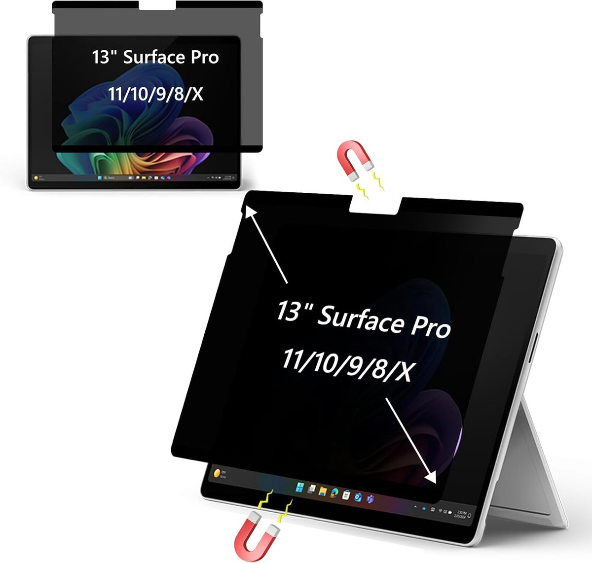 Thijox - Magnetische Privacyfolie 13 inch voor Surface Pro 11/10/9/8/X - Anti-Schittering, Anti-Blauw Licht, Inkijkbescherming, Afneembaar, Hoogwaardi
