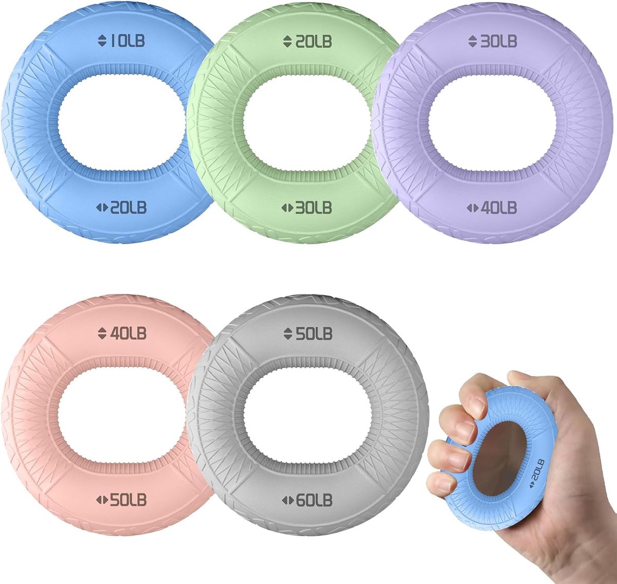 Thijox - Set van 5 Hand- en Vingertrainers voor Revalidatie, Handversterking, Onderarmen en Vingers, Ideaal voor Thuisgebruik, Fysio, Sport en Ontspan