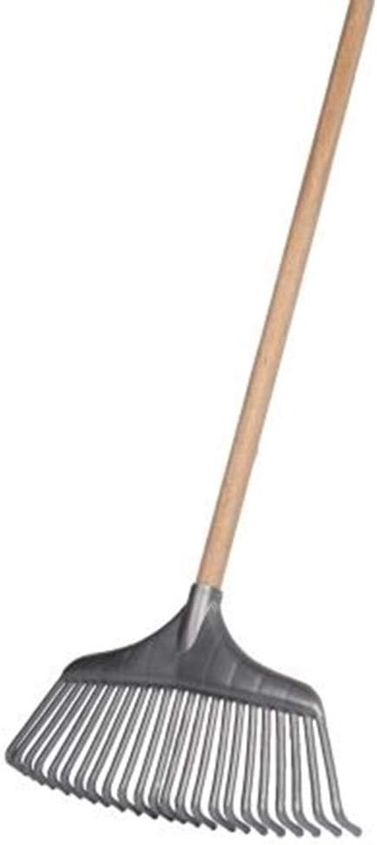 SnelShoppen - Bladhark - Plastic - Essen Houten Handvat - 120 cm - Tuingereedschap voor Tuin, Actie, Bladeren Harken, Tuinonderhoud