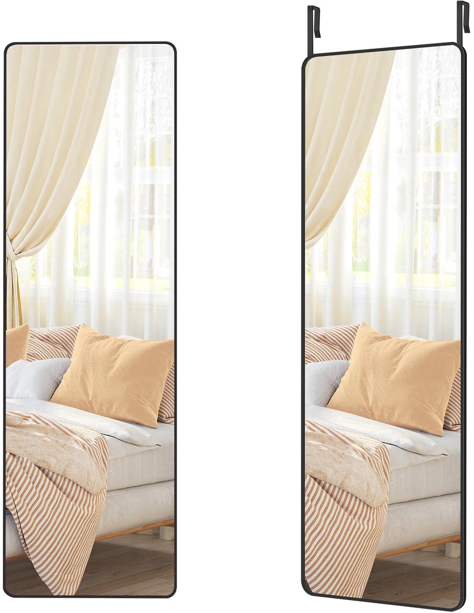 M-Goods Passpiegel 120x40 cm - Wandspiegel Volledige Lengte - Deurspiegel Zwart - Gehard Glas met Veiligheidsfilm