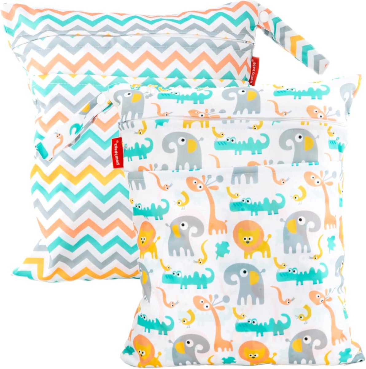 SnelShoppen - Waterproof Diaper Bag Set 2 Stuks - Kindvriendelijke Organizer voor Kleding, Toilettas voor Reis, Strand, Sport en Nursery (Dierenprint,
