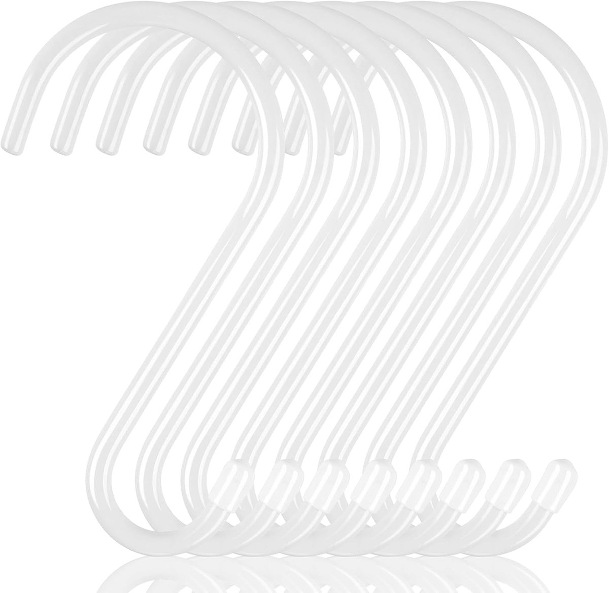 RVLZKCPG 8 Pcs S Hooks Large 15 cm Hooks for Hanging Loadable up to 30 kg S Hooks White Vinyl Coated Heavy Duty Hooks - ShopVlot