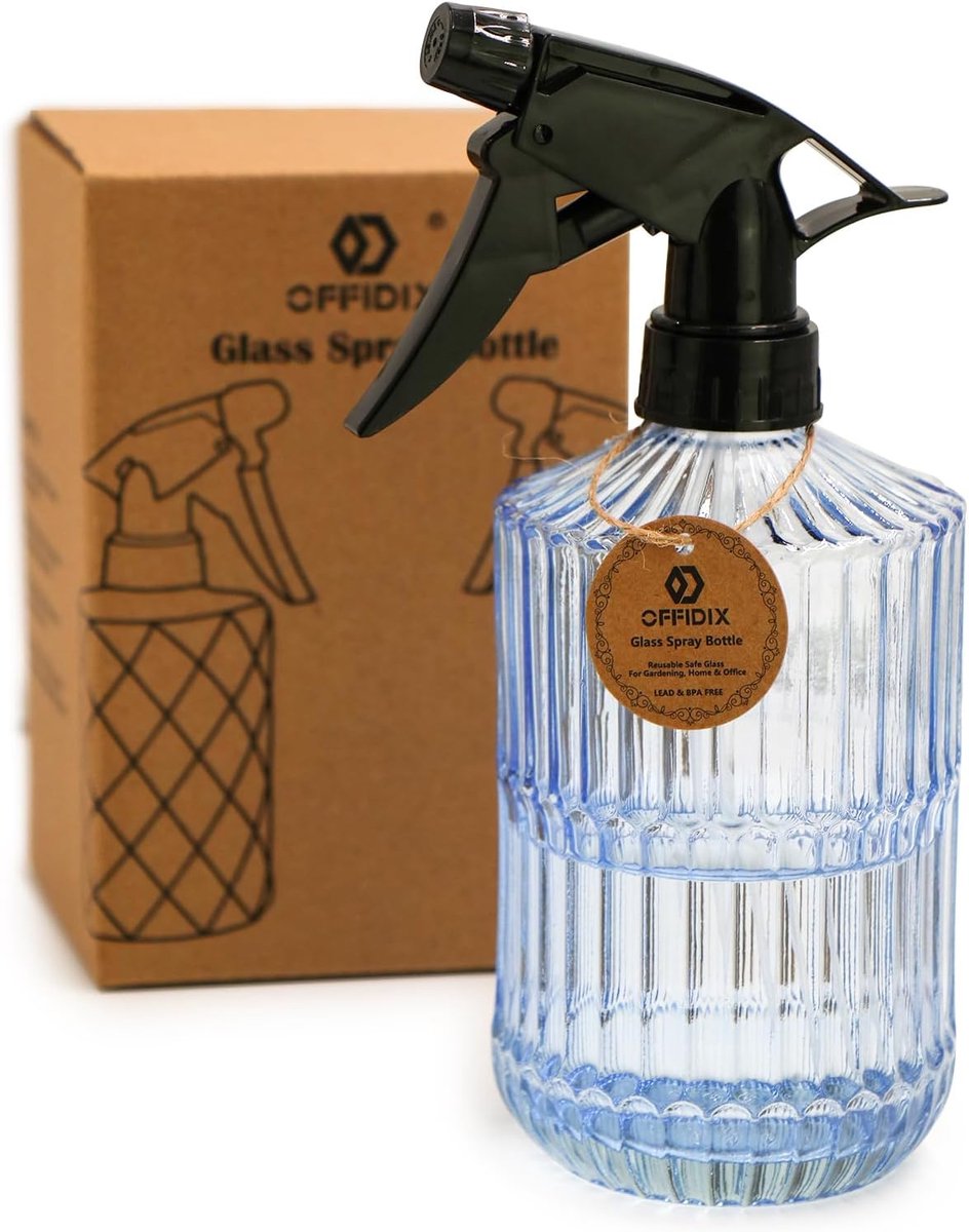 SnelShoppen - Plant Mist Sprayfles 0.45L - Glas Spuitfles met Verstelbare Nozzle - Handpomp voor Tuin, Planten en Schoonmaak - Blauw