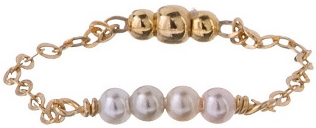 ALISIA AL5168.01.000.D - 57 MM - GOLD-PLATED KETTING RNG MET PARELS EN KRALEN 1 STUK