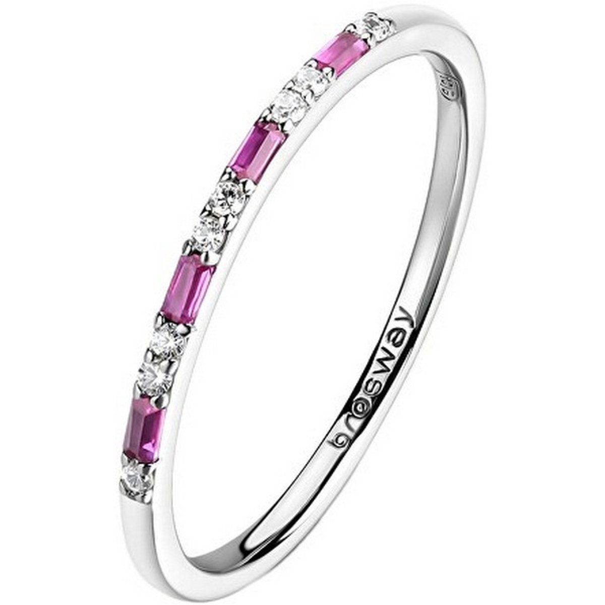 BROSWAY FANCY FPR144 - 52 MM - ZILVEREN RING MET ROZE/TRANSPARANTE ZIRKONIA'S 1 STUK