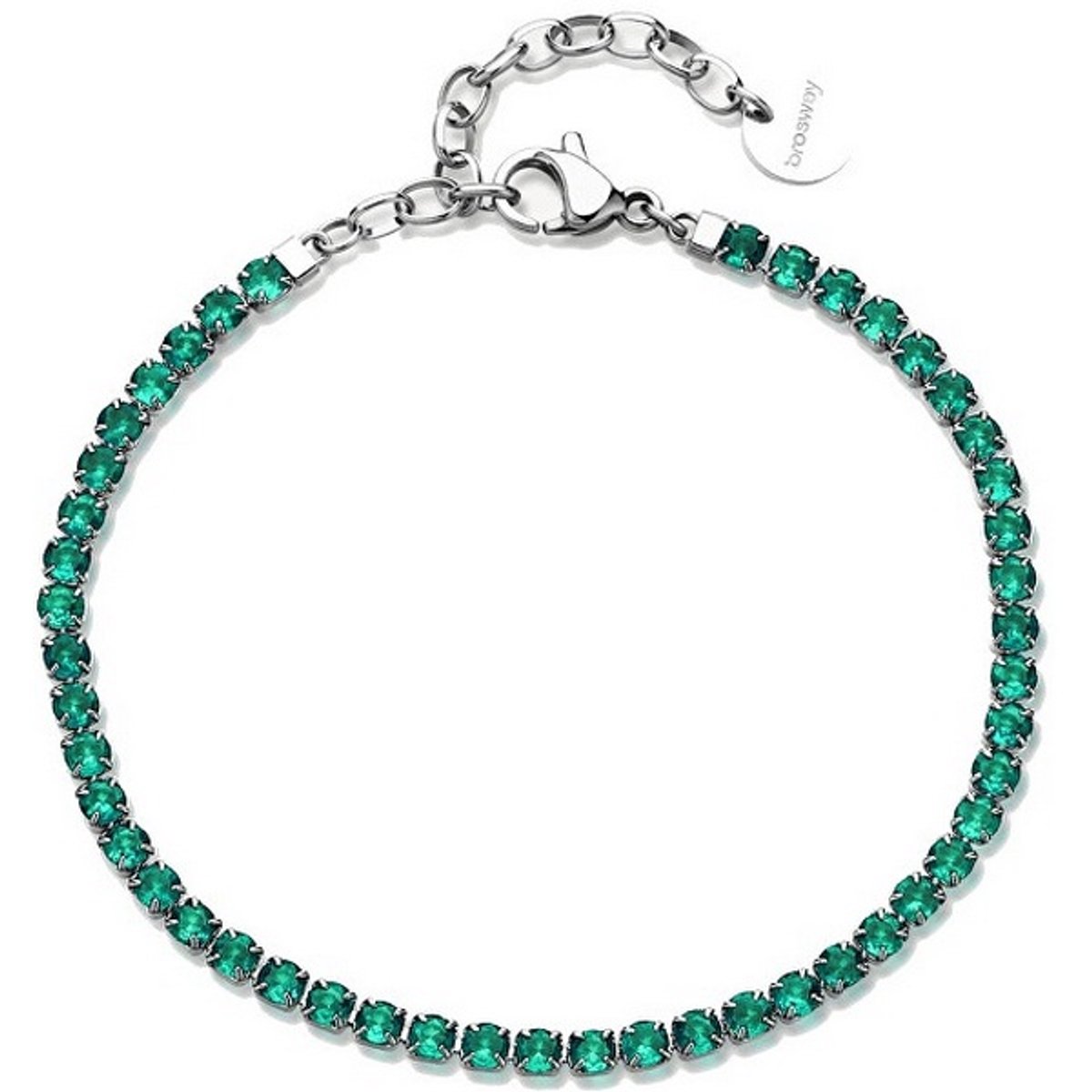BROSWAY DESIDERI BEI101 STAINLESS STEEL ARMBAND MET GROENE ZIRKONIA'S 1 STUK