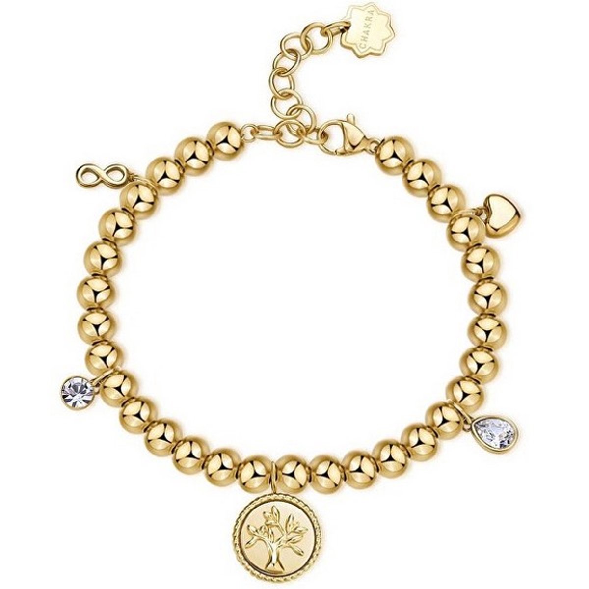 BROSWAY CHAKRA BHKB160 GOLD-PLATED ARMBAND MET BEDELS EN KRISTALLEN 1 STUK