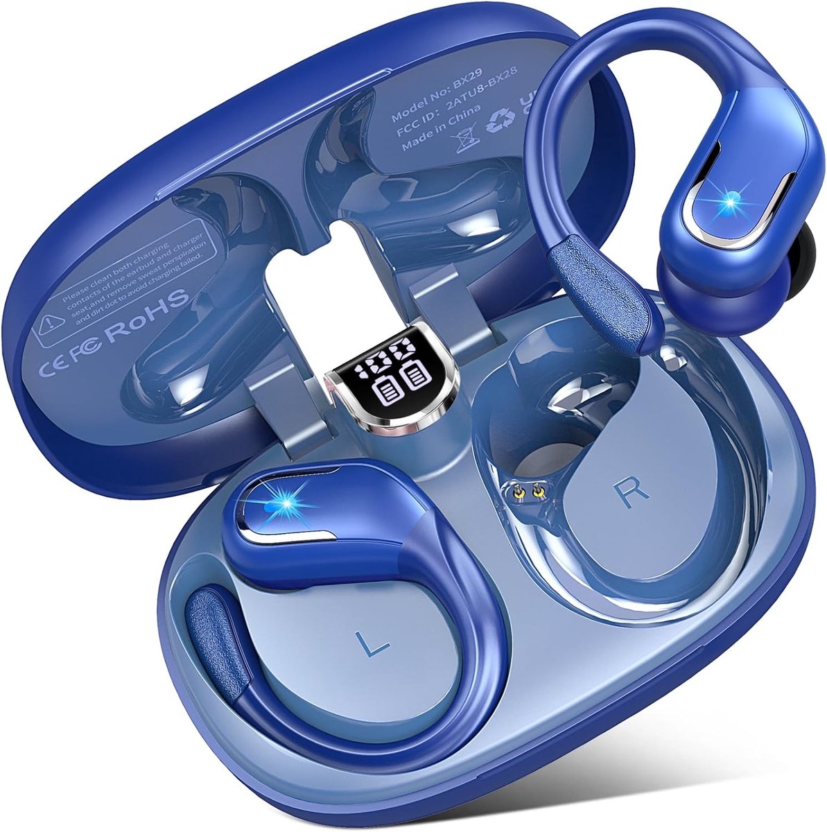 Thijox - Draadloze Sport-hoofdtelefoon 75H Bluetooth 5.3 met Ruisonderdrukking, ENC Microfoon, IP7 Waterdicht, HiFi Stereo, Draadloos, Type C, Blauw