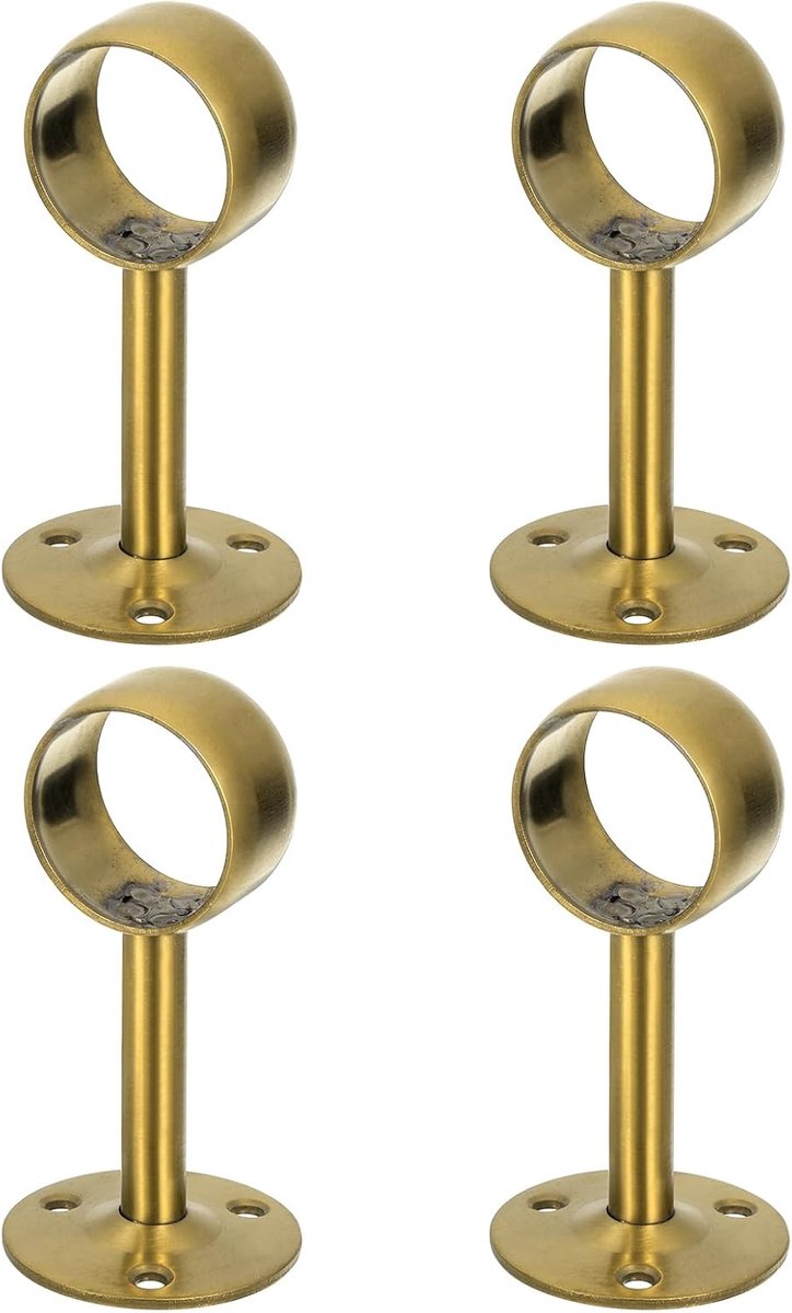 Thijox - 4 stuks Gordijnroedehouders 1,26 inch Plafondmontage, Roestvrij Staal, Gouden Flensstekker voor Kledingstang, Duurzaam en Krasbestendig