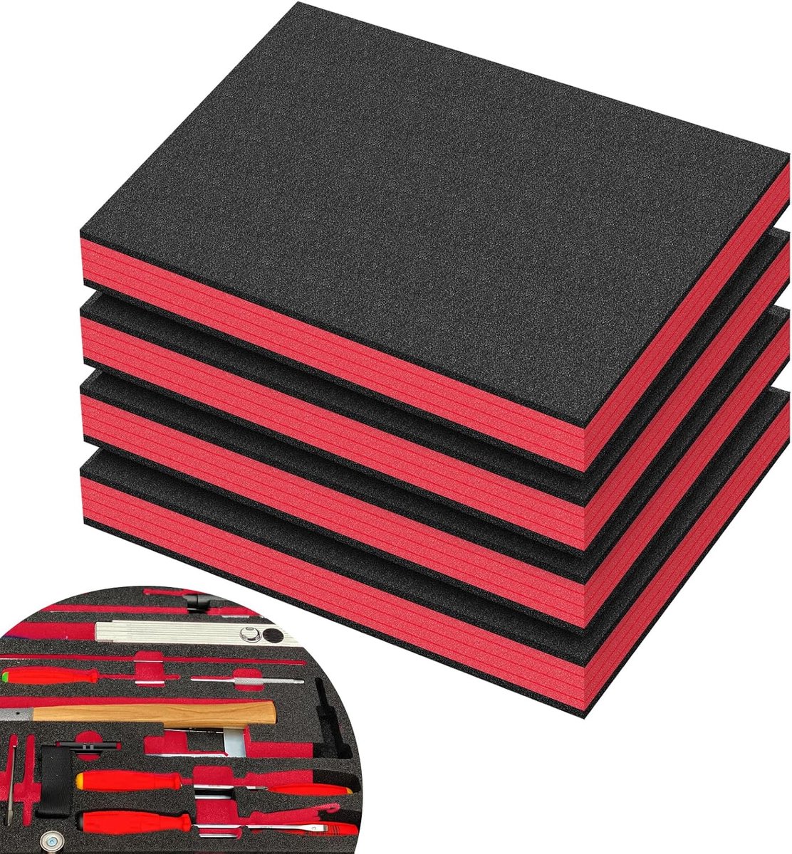 Tool Box, Foam Insert, Shockproof, 4 Pack Polyurethane Foam Board, Tool Box Liner, Cuttable Filling for Trunk Drawer - ShopVlot