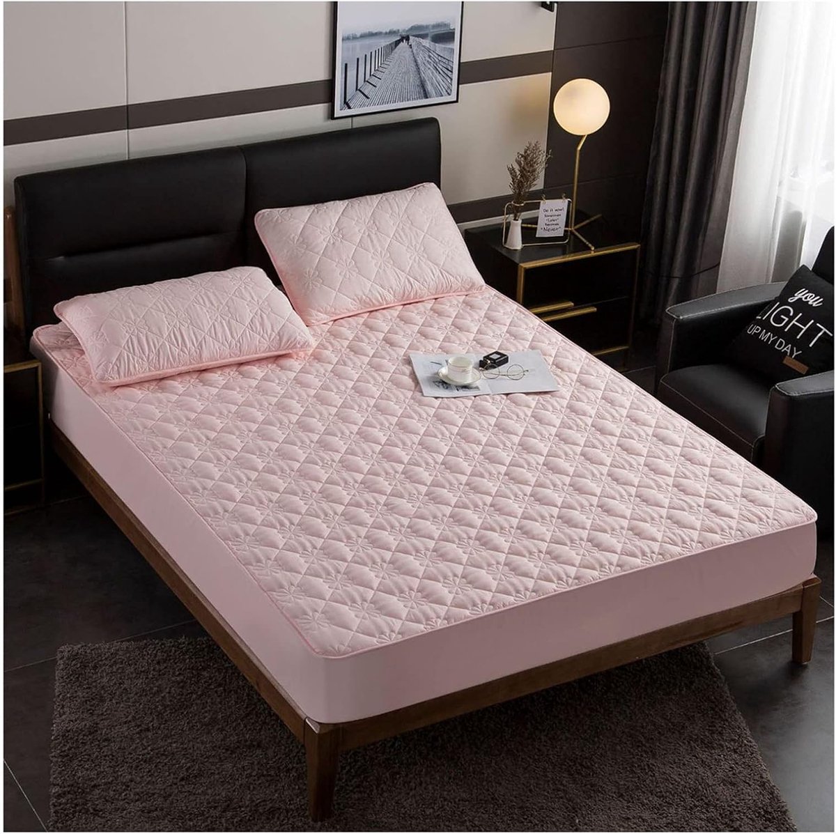 Thijox - Matrastopper Absorberend & Machinewasbaar - Zachte Topdekmatras 180x220cm - Ademend Gewatteerd Katoen Polyester - Roze - Comfortabele Matrasb
