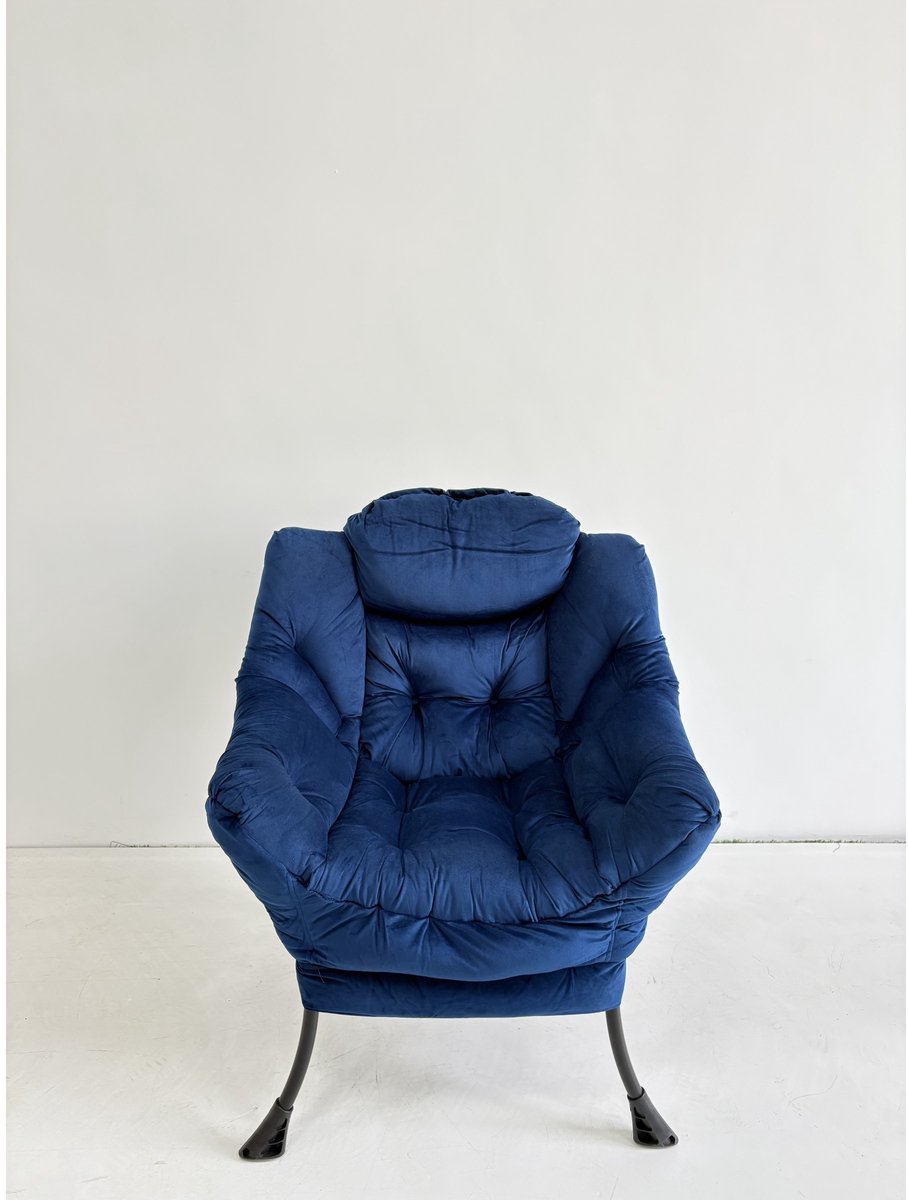YYchan fauteuil met voetenbank - blauw - 72 x 80 x 93 cm
