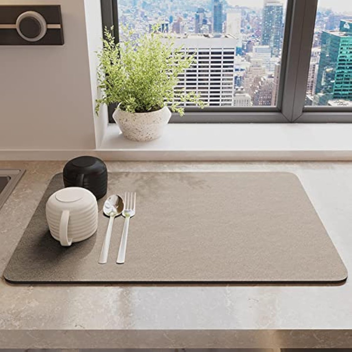Thijox - Afwasmat voor Aanrecht 30x40 cm, Sneldrogende Absorberende Gootsteenmat van Diatomeeënaarde, Antislip en Wasbaar, Beschermend voor Keuken, Ko