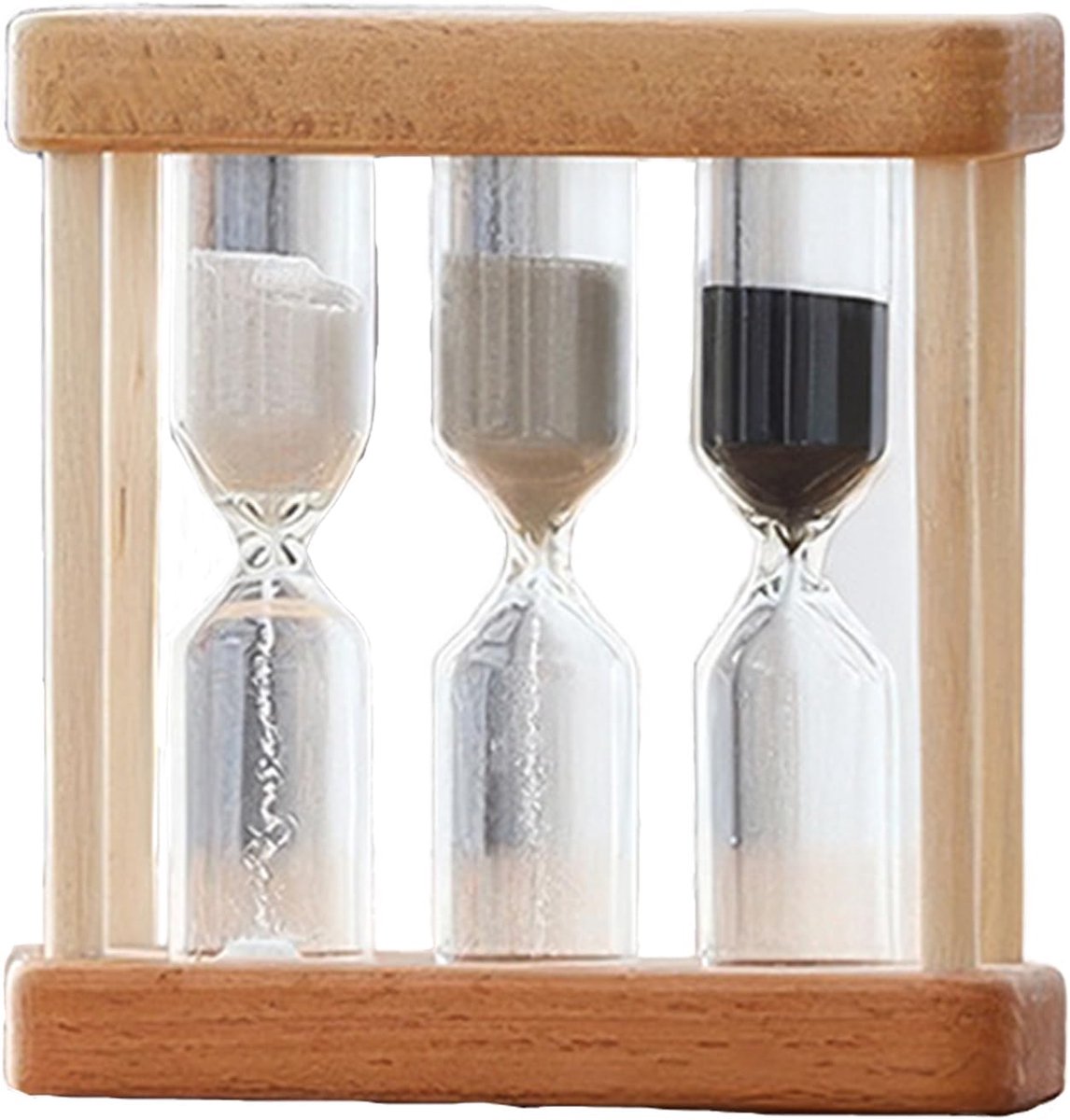 Thijox - Verdikte 1,3,5 Minuten Combinatiezandloper van Hout - Duurzame Glazen Timer, Mini-Zandloper, 3-in-1 Timerset voor Keuken, Kinderen, Feest, Ca