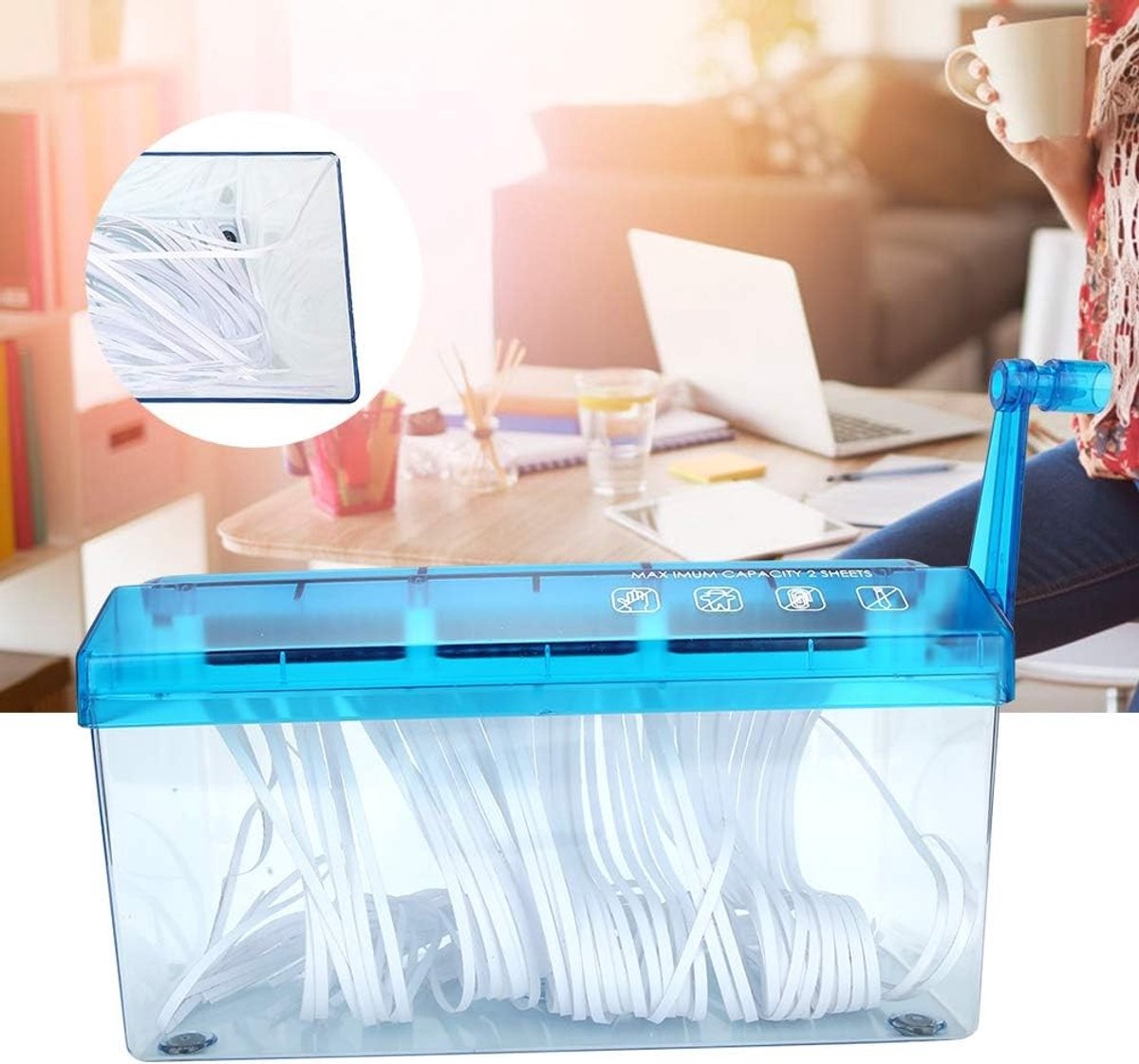 Mini Desktop A4 Handmatige Papierversnipperaar voor Thuis en Kantoor met Antislip Basis en Efficiënte Bescherming van Documenten