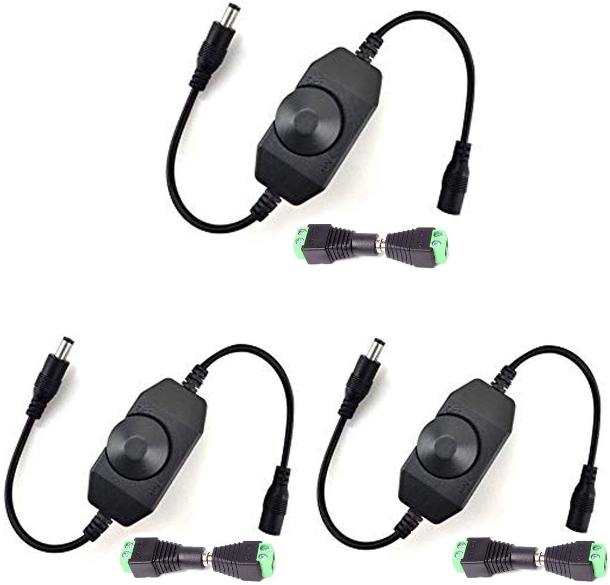 SnelShoppen - PWM Dimmer LED Schakelaar Dimmer (DC 12V 6A) voor LED Strips SMD 5050 3528 2835 5630, LED Rotatie Dimmer, 3 Stuks, Perfect voor Feest, K