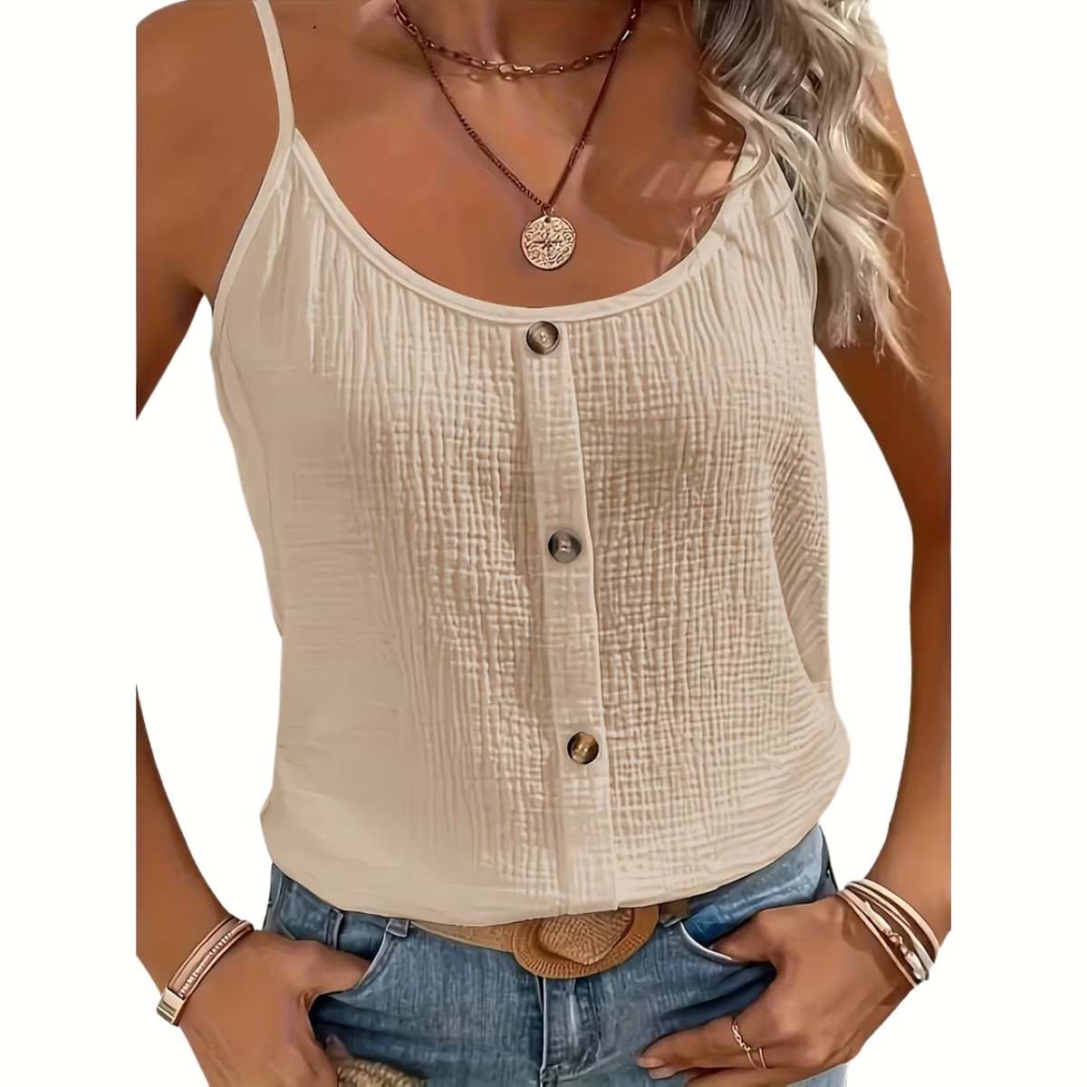 Currero Topje Dames - Top Kleding - Shirt - Blouse - Kort - Volwassen - Abrikoos