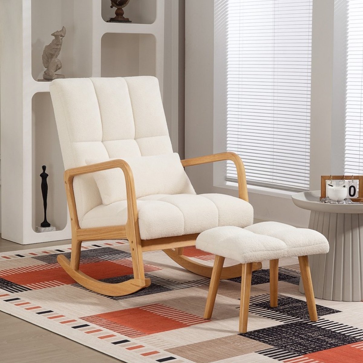 YYchan fauteuil met voetenbank - wit - 82 x 64,5 x 99 cm