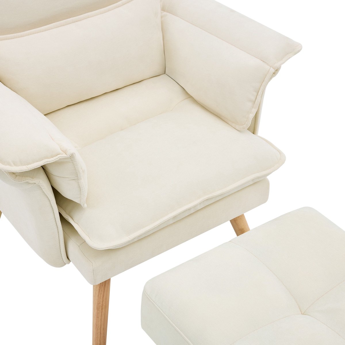 YYchan fauteuil met voetenbank - beige - 85 x 78,5 x 112 cm