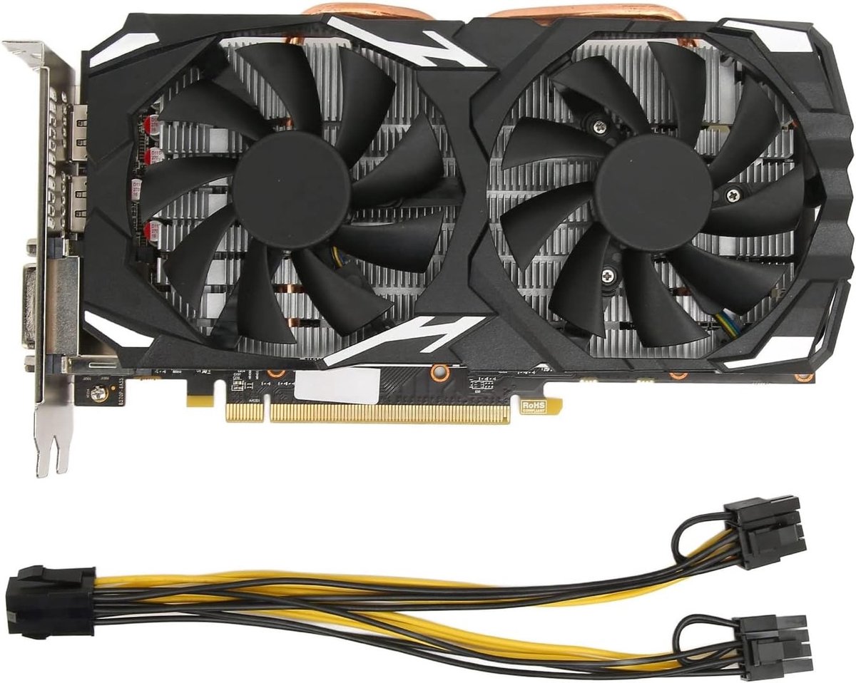 Grafische kaart met 8GB GDDR5 geheugen, 256-bit bus en ondersteuning voor 8K resolutie, ideaal voor gaming en videobewerking
