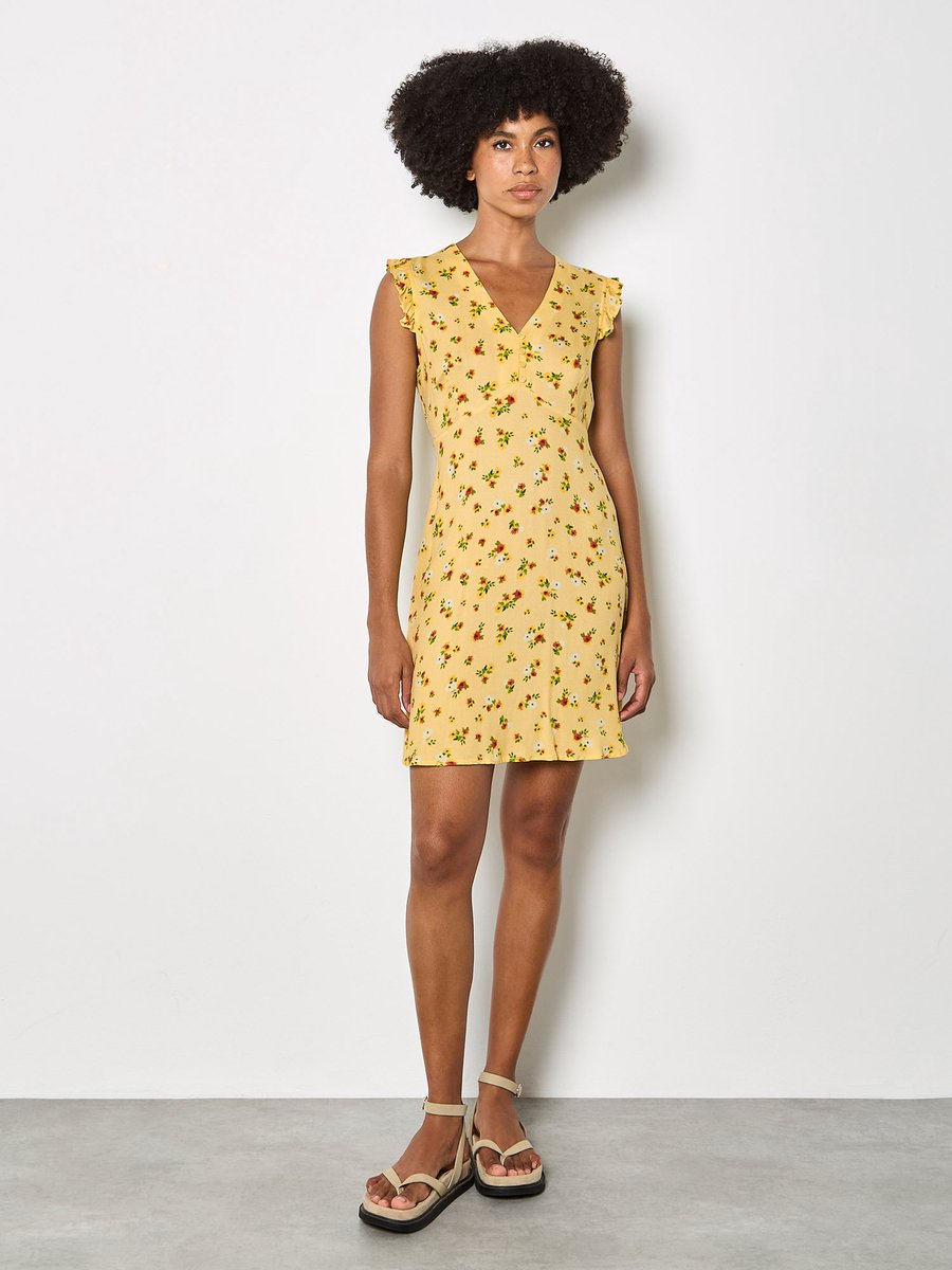 Vintage mini-jurk met bloemenprint en ruches