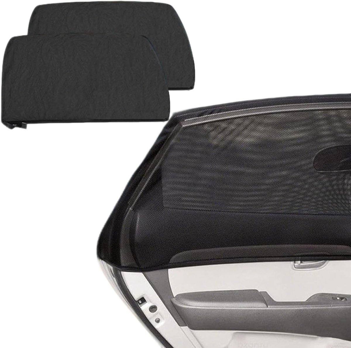 Zonneschermen voor auto, 2 stuks, UV-bescherming, anti-muggennet, ideaal voor kinderen en huisdieren, privacy en comfort in de auto