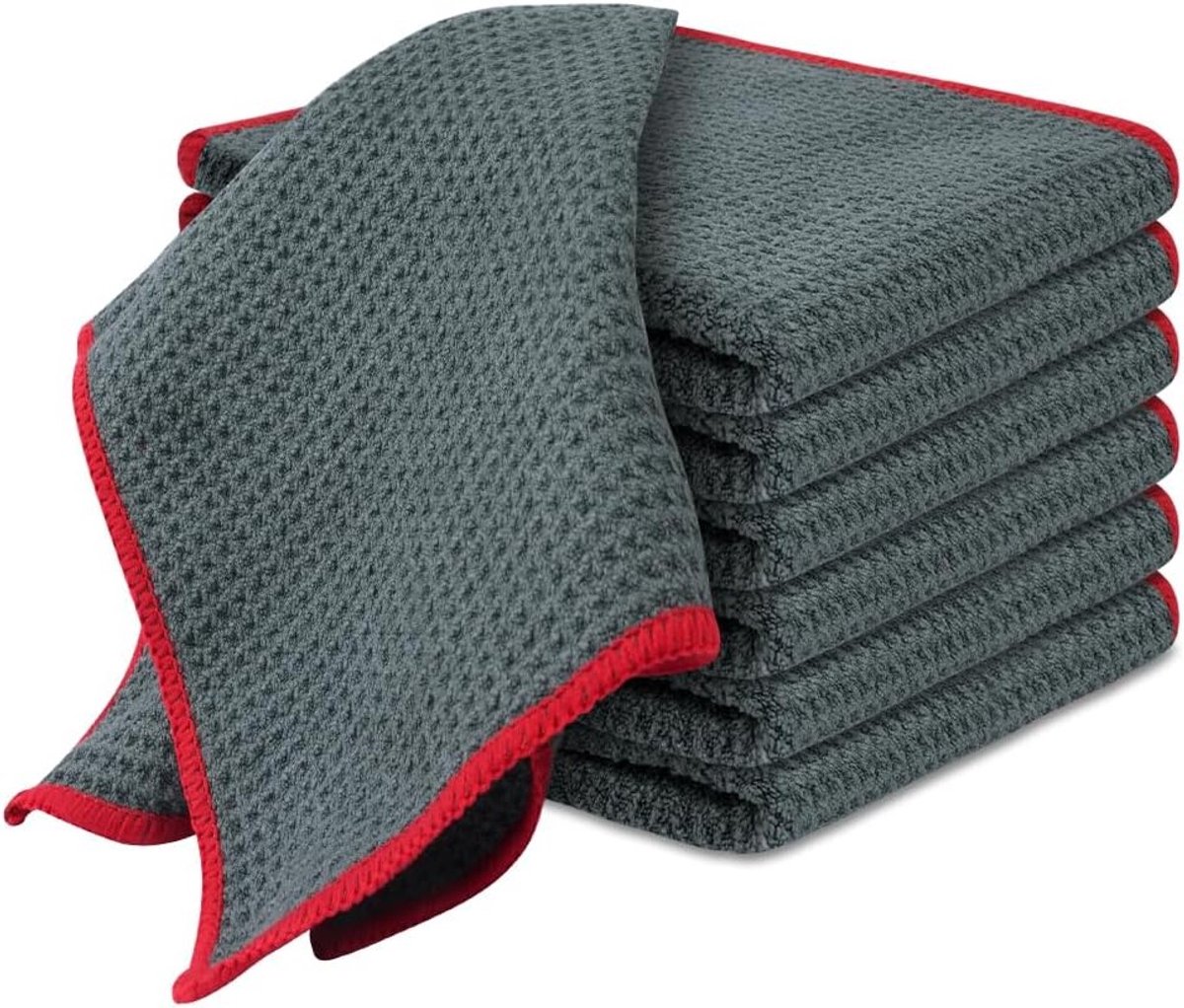 Super absorberende, pluisvrije handdoeken - 6 stuks multifunctionele reinigingsdoeken voor auto, keuken en glaswerk, ideaal voor afwassen en drogen