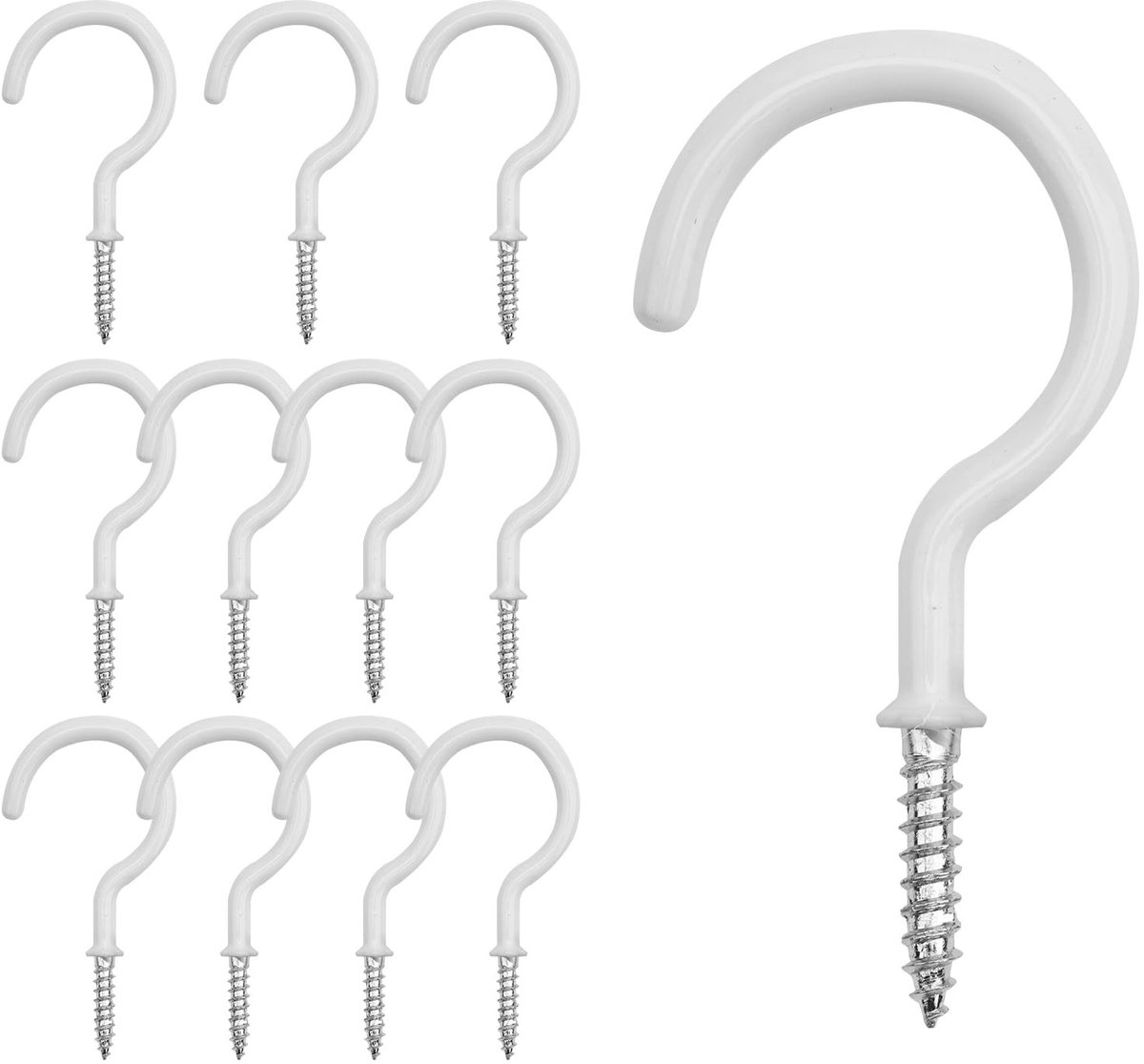 Dailygoods- Haak 5cm - 12 Stuks - PVC Gecoat - Schroefhaak voor Hout - Antislip - Geschikt voor Binnen/Buiten - Wandhaak