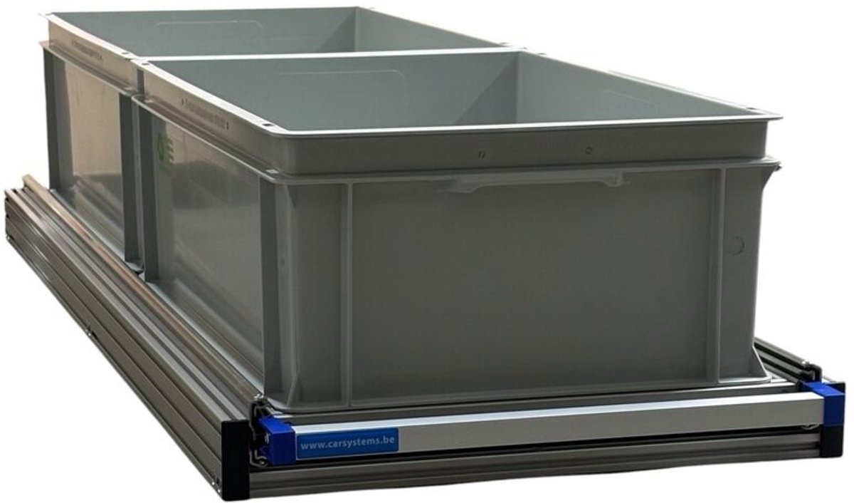 Schuifframe eenhandsbediening 120x40 cm in aluminium met 2 open bakken