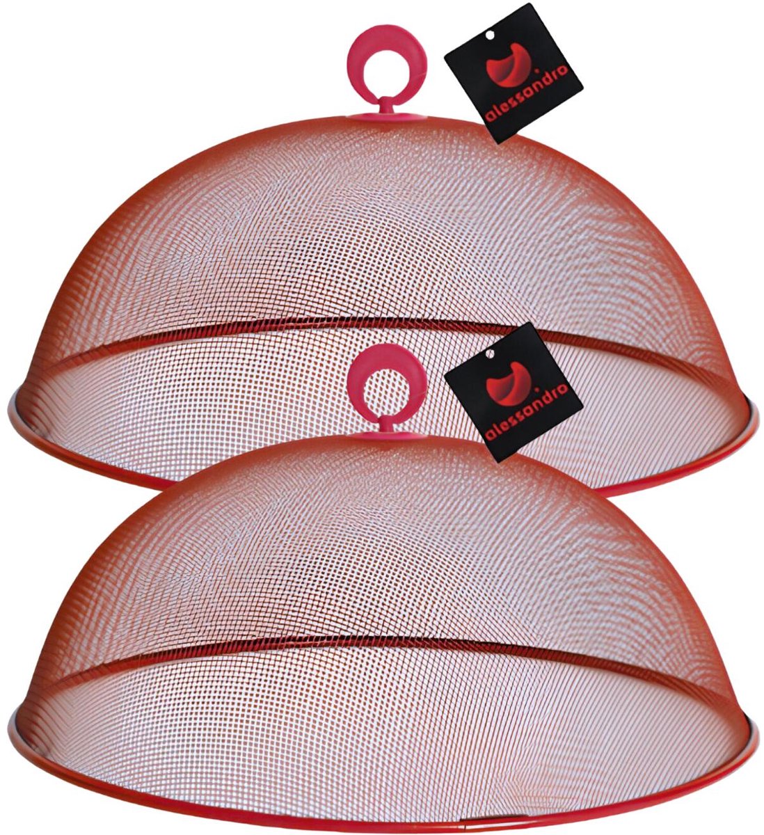 Alessandro Voedselkap - 2x - rond - 35 cm - rood- metaal - vliegenkap - tegen insecten - foodcover