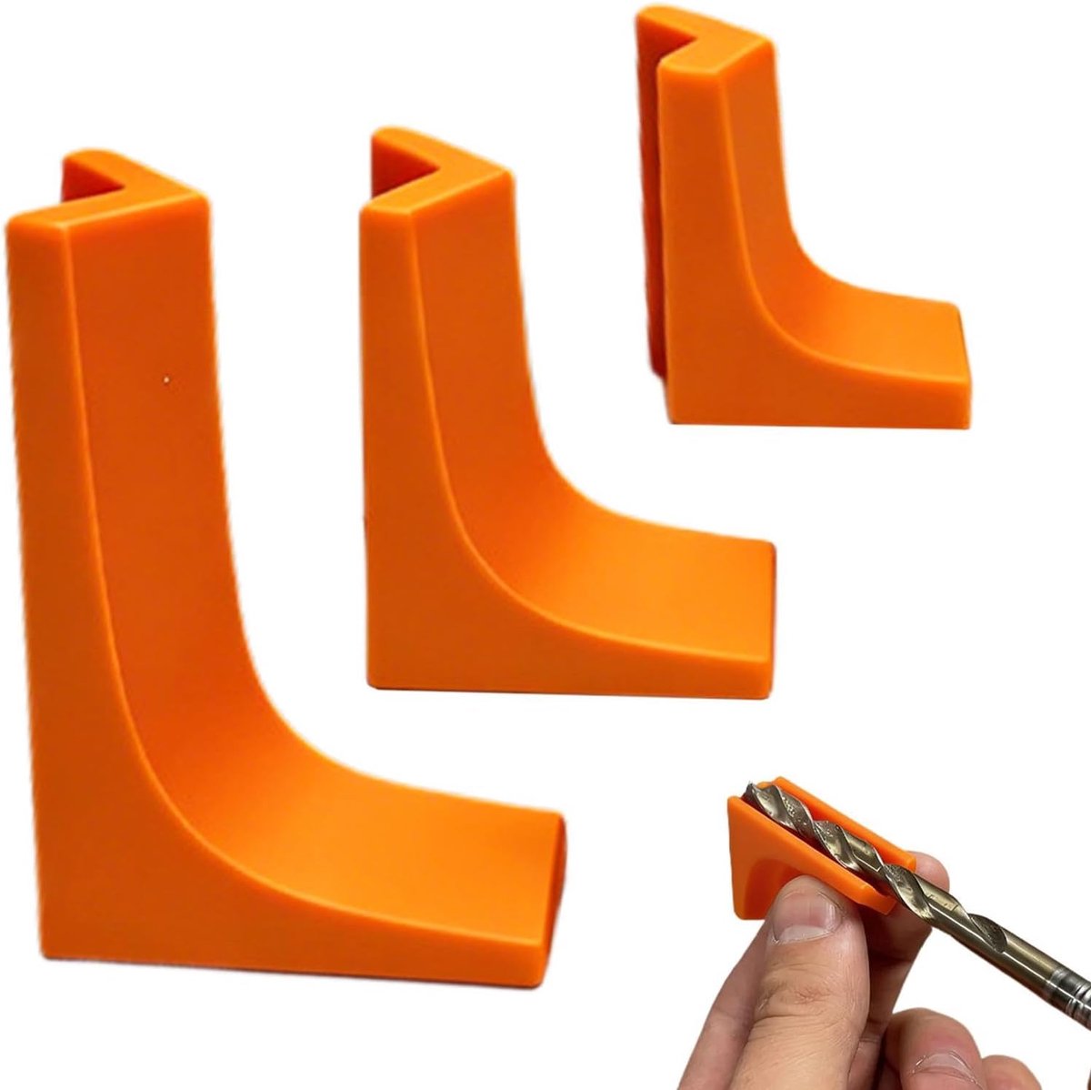 Geleidingsset Boormachine - Boorsjabloon Hout - Precisie Boren - Antislip V-handgreep - 3-delige Set - Oranje
